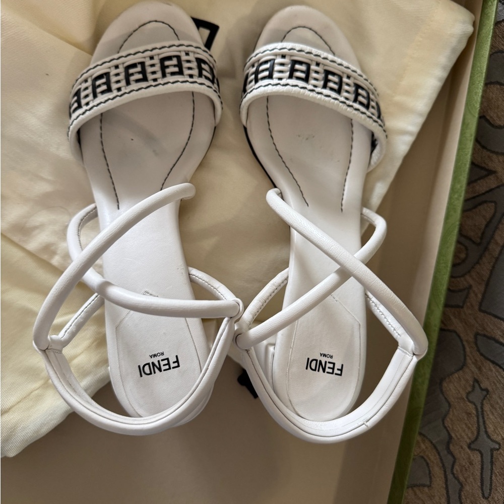 Fendi White Women's Sandals Size 38 - Picture 2 of 4